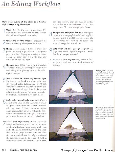 1 of 2 pages on 'An Editing Workflow' from "A Short Course in Digital Photography"