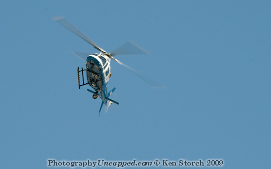 Helicopter Circling the Implosion Site
