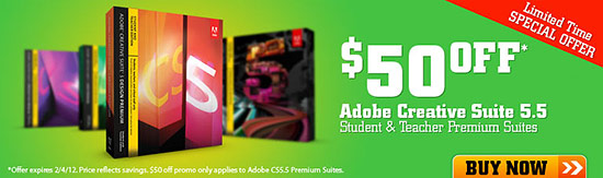 $50 off Adobe Creative Suite CS5.5 for Students + Teachers