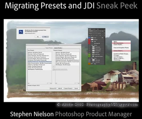 Adobe Photoshop CS6 - Sneak Peek - Migrating Presets + JDI