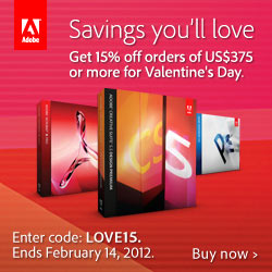 Adobe Valenytine's Day 15% off all orders of $375 or more